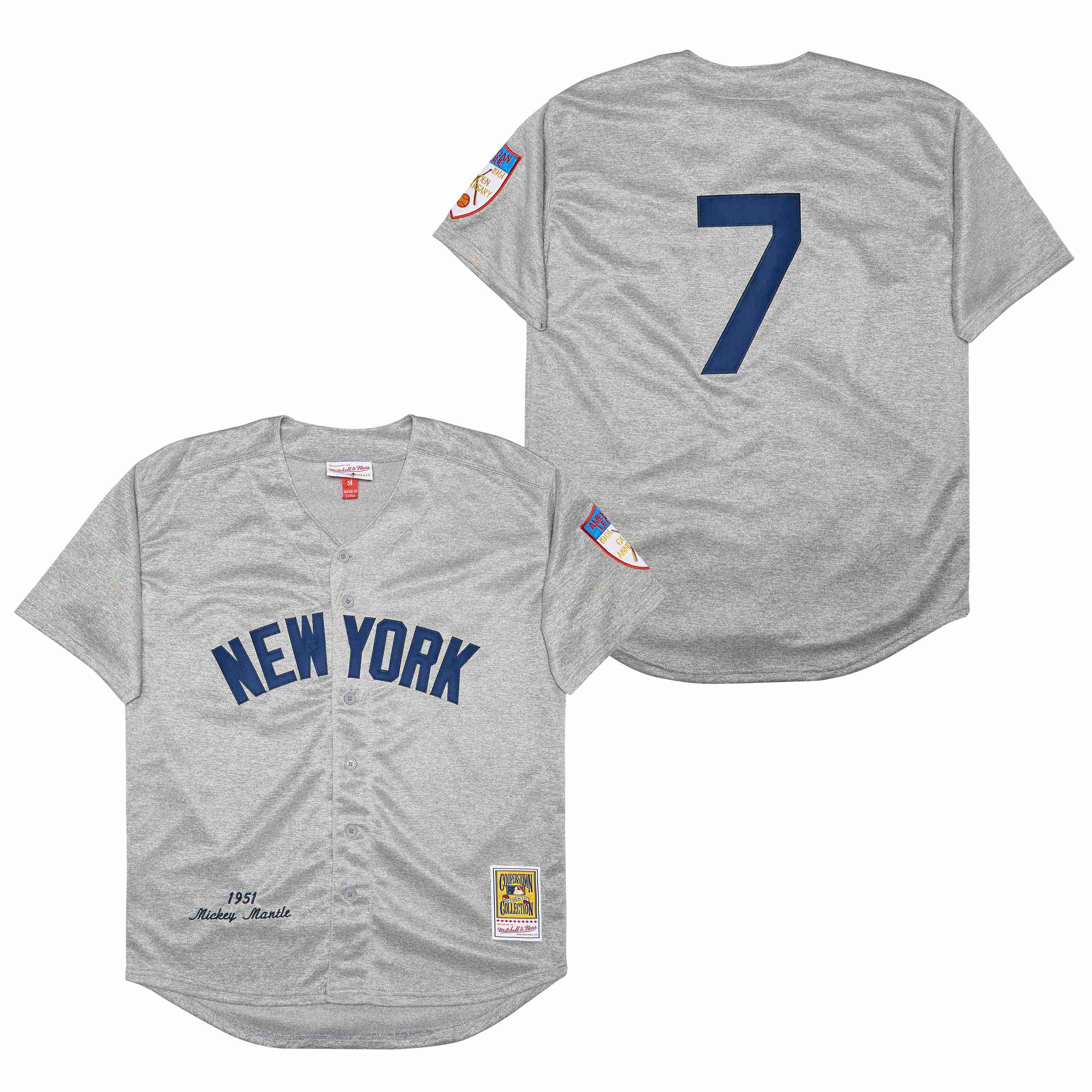 Cheap Men New York Yankees 7 No name Grey 1951 MLB Jersey
